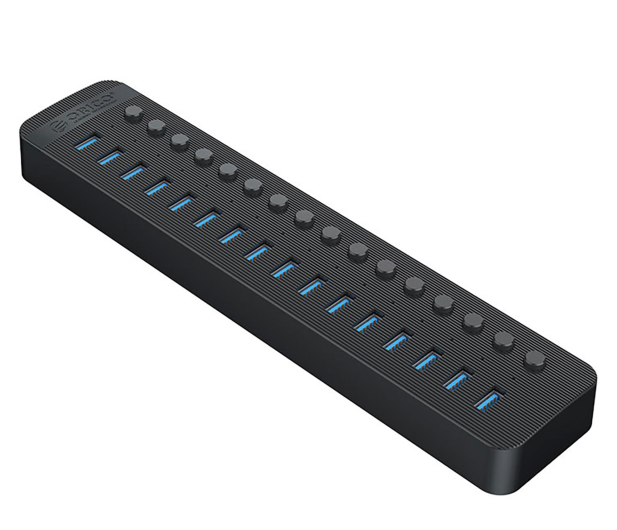 Orico 16x USB-A 3.0 z włącznikami - czarny - 1343444 - zdjęcie